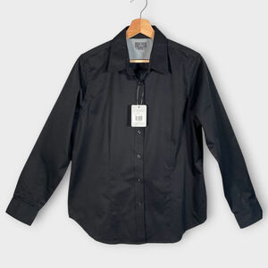 Elevate Wilshire Blouse Shirt Womens LARGE Long Sleeve Black Button Up NWT